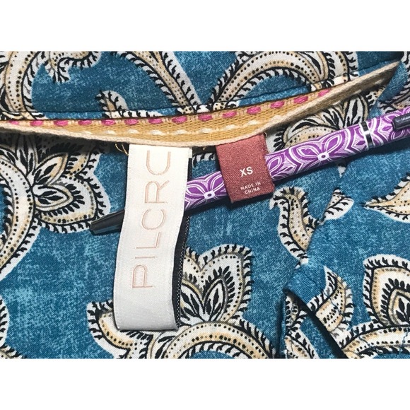 Anthropologie Pilcro Leilani Button Down Tunic Top XS Teal Paisley - Picture 12 of 15